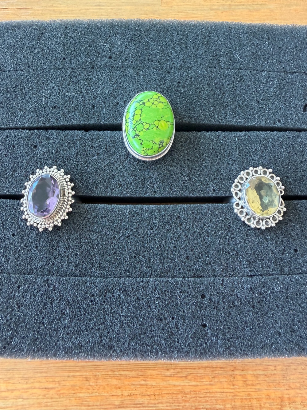 Lot of 3 Vintage Sterling Silver 925 Gemstone Rings - will split up if prefered